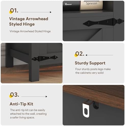 Buffet Sideboard with Storage Farmhouse with 4 Doors, 55'' Large Kitchen Storage