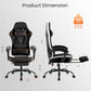 White Pink Gaming Chair with Footrest & Headrest, PU Leather Reclining Office Chair