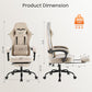White Pink Gaming Chair with Footrest & Headrest, PU Leather Reclining Office Chair