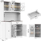 71" Pantry Cabinet, Kitchen Pantry Storage Cabinet with Charging Station, Kitchen Hutch with Countertop,