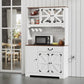 71" Pantry Cabinet, Kitchen Pantry Storage Cabinet with Charging Station, Kitchen Hutch with Countertop,