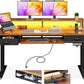 Electric Standing Desk with Drawers & Keyboard Tray, 55 Inch Height Adjustable