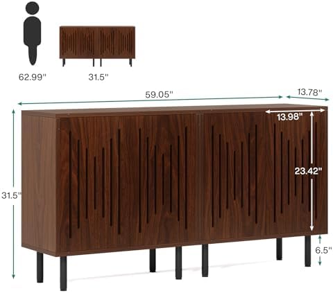 Buffet  Set of 2 Sideboard with Storage, 59" Buffet Sideboard Cabinet