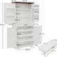 Farmhouse Kitchen Pantry Cabinet, 72" Height Tall Freestanding Cupboard with Sliding Storage Rack