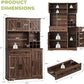 71" Pantry Cabinet, Kitchen Pantry Storage Cabinet with Outlet & LED Light, Farmhouse Kitchen