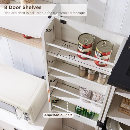 72" Tall Kitchen Pantry, Farmhouse Storage Cabinet with Barn Doors, Organizer, Drawer