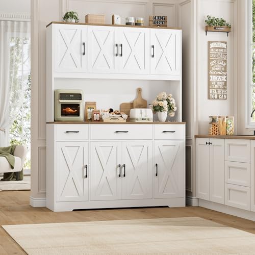 71" Tall Kitchen Pantry Storage Cabinet with Charging Station,