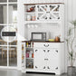 71" Pantry Cabinet, Kitchen Pantry Storage Cabinet with Charging Station, Kitchen Hutch with Countertop,