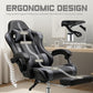 White Pink Gaming Chair with Footrest & Headrest, PU Leather Reclining Office Chair