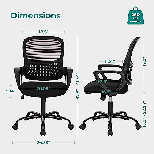 Ergonomic Home Office Chair – Mid-Back Mesh Computer Desk Chair with Lumbar Support