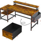 57" Office Desk with Drawers and Printer Space,Computer Desk with Power Outlets