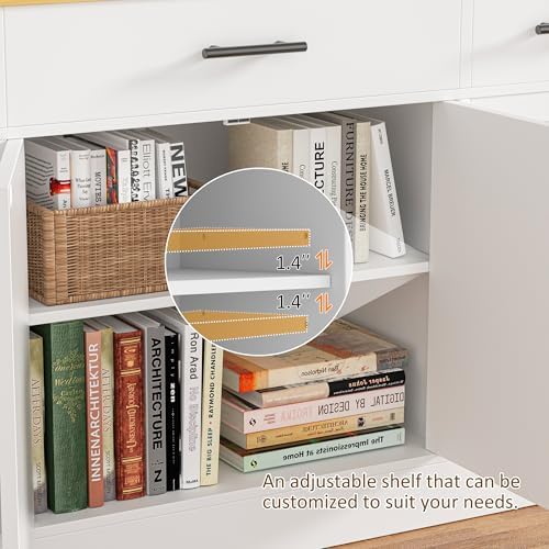 Buffet Cabinet with Drawers, 53” Large Sideboard Buffet Kitchen Storage Cabinet,