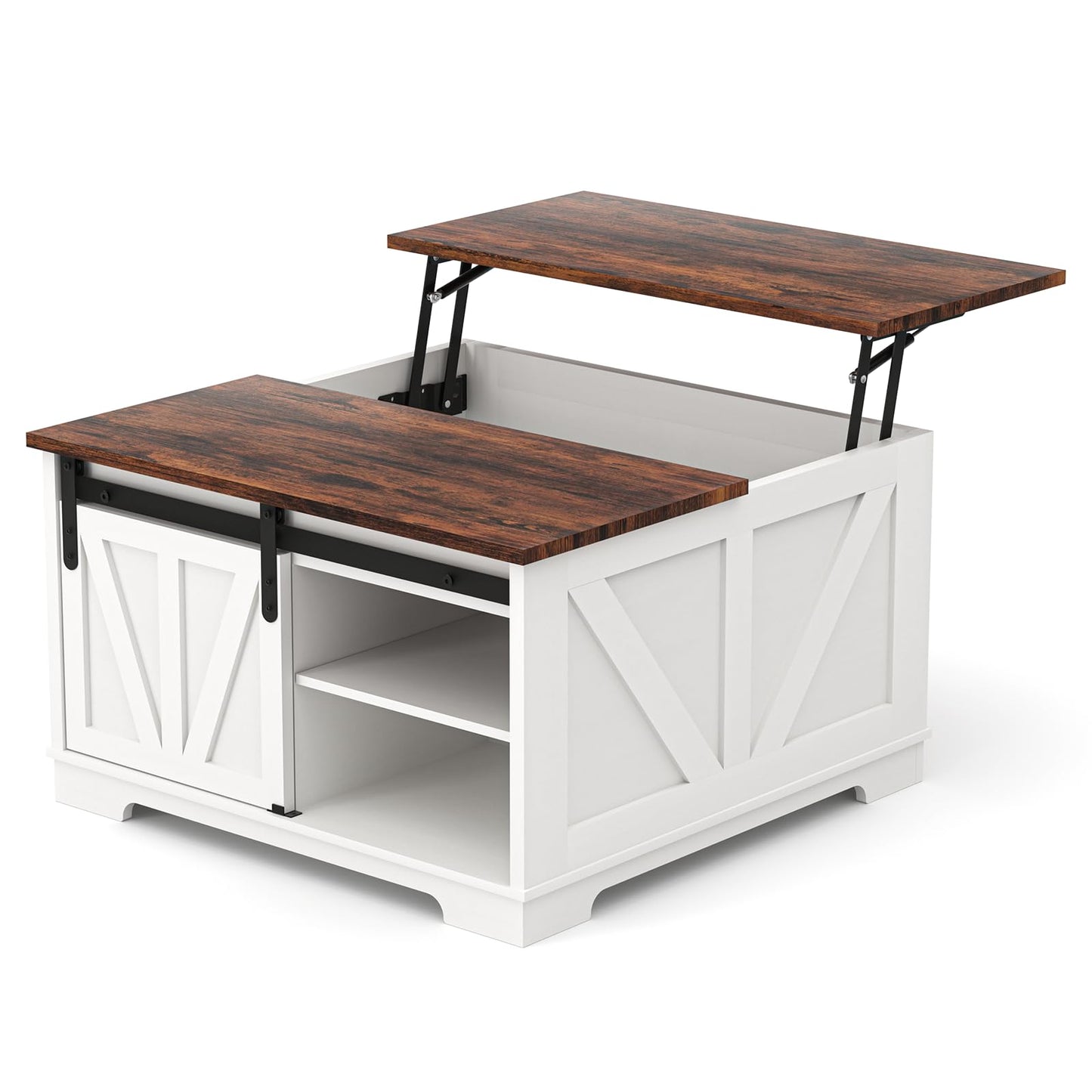 31.5" Lift Top Farmhouse Coffee Table – Square Center Table with Hidden Storage,