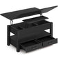 Lift Top Coffee Table – Convertible Espresso Table with Drawers & Hidden Storage,