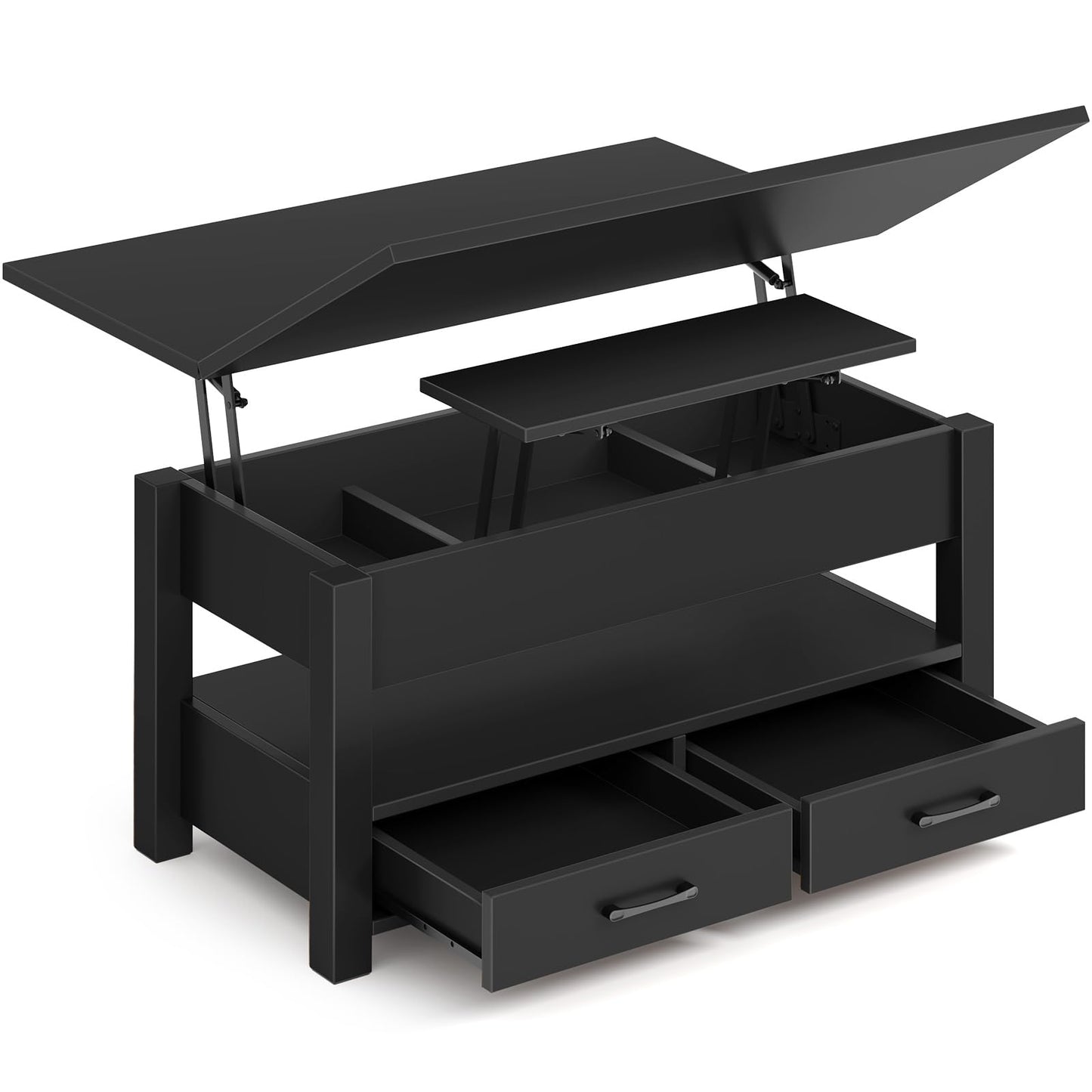 Lift Top Coffee Table – Convertible Espresso Table with Drawers & Hidden Storage,