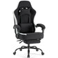 White Pink Gaming Chair with Footrest & Headrest, PU Leather Reclining Office Chair