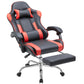 White Pink Gaming Chair with Footrest & Headrest, PU Leather Reclining Office Chair