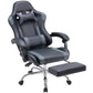 White Pink Gaming Chair with Footrest & Headrest, PU Leather Reclining Office Chair