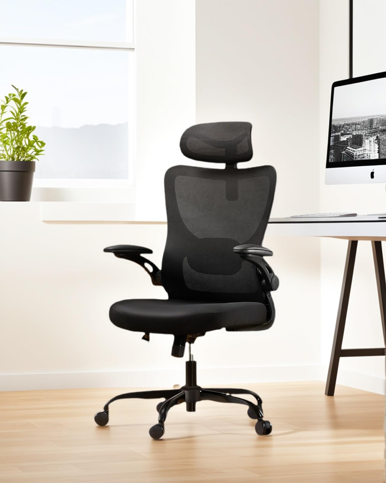 Ergonomic Office Chair with Mesh Back, Adjustable Lumbar Support, 3D Armrests & Headrest,