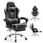 White Pink Gaming Chair with Footrest & Headrest, PU Leather Reclining Office Chair