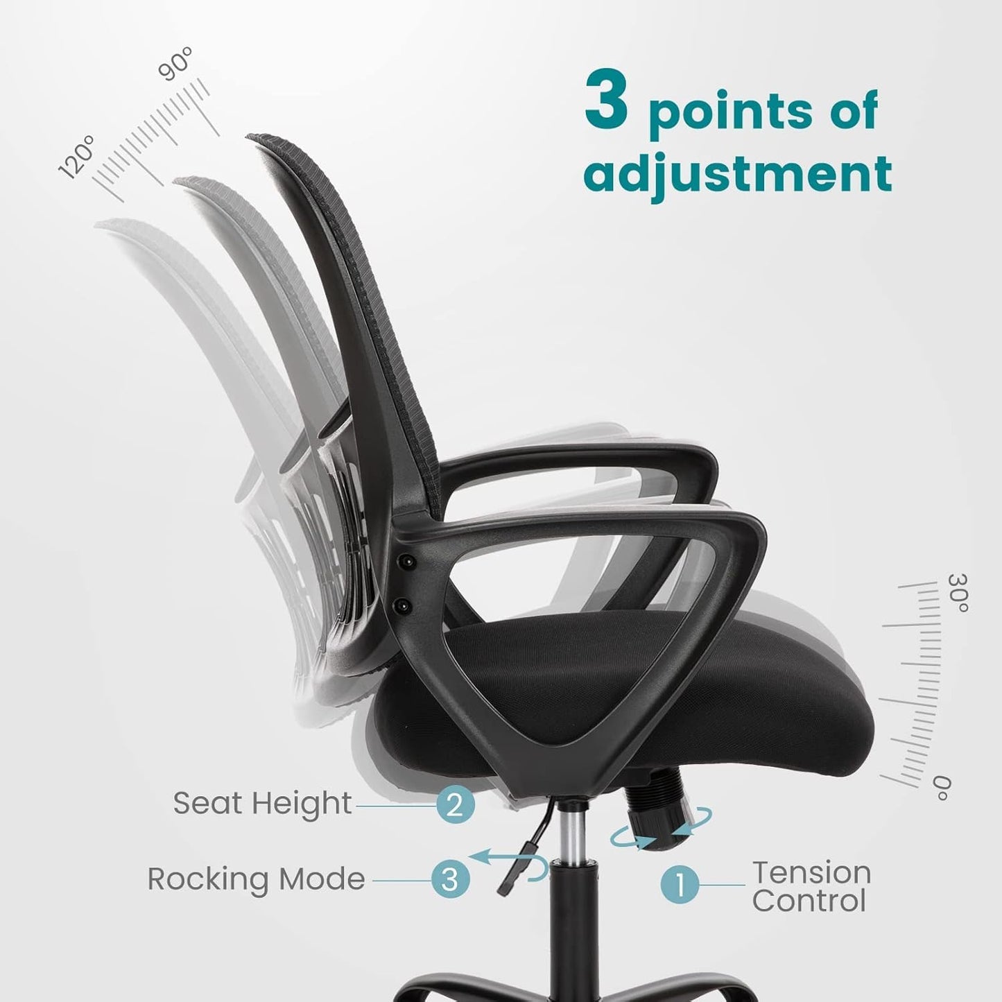 Ergonomic Home Office Chair – Mid-Back Mesh Computer Desk Chair with Lumbar Support