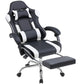 White Pink Gaming Chair with Footrest & Headrest, PU Leather Reclining Office Chair