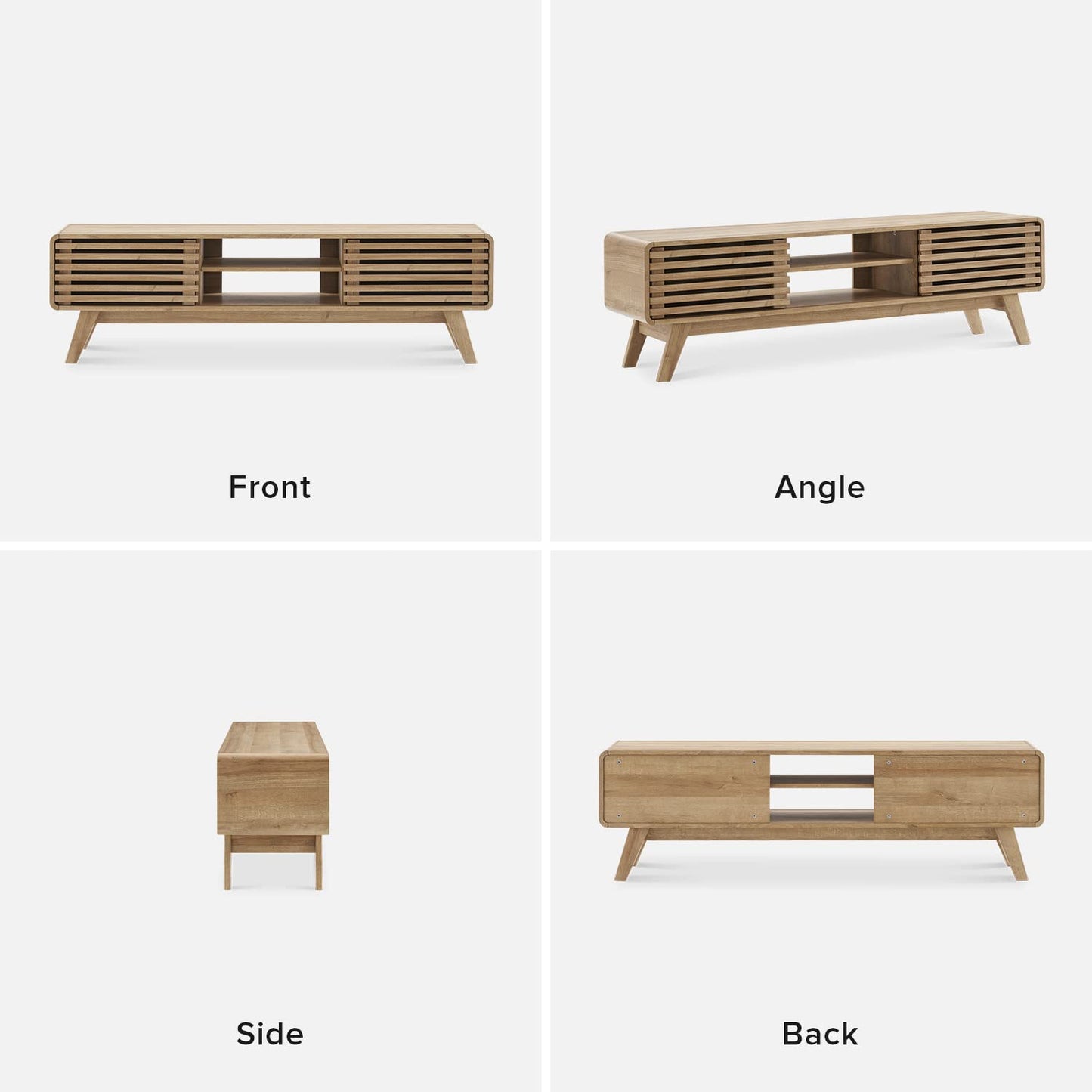 Mid-Century Modern TV Stand – 59" Walnut Entertainment Center for 55–65 Inch TVs,