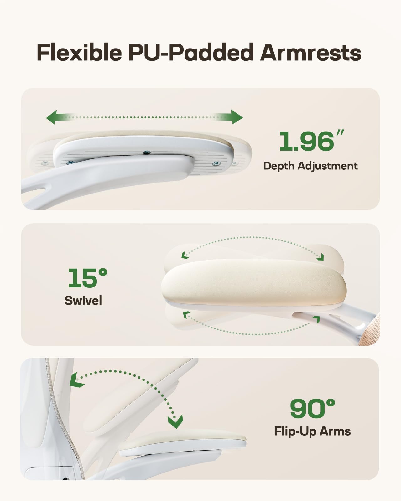 Ergonomic Office Chair with Mesh Back, Adjustable Lumbar Support, 3D Armrests & Headrest,