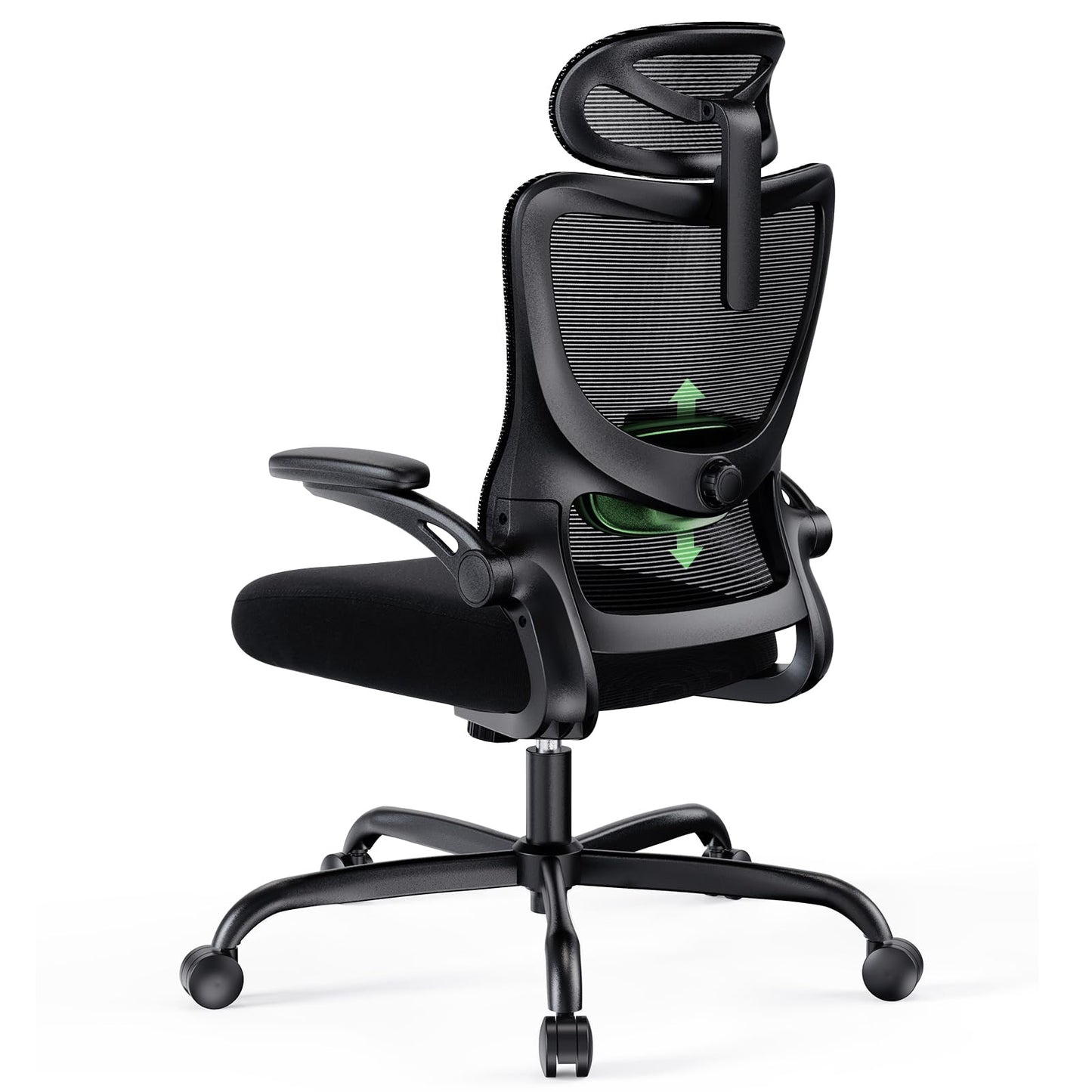 Ergonomic Office Chair with Mesh Back, Adjustable Lumbar Support, 3D Armrests & Headrest,