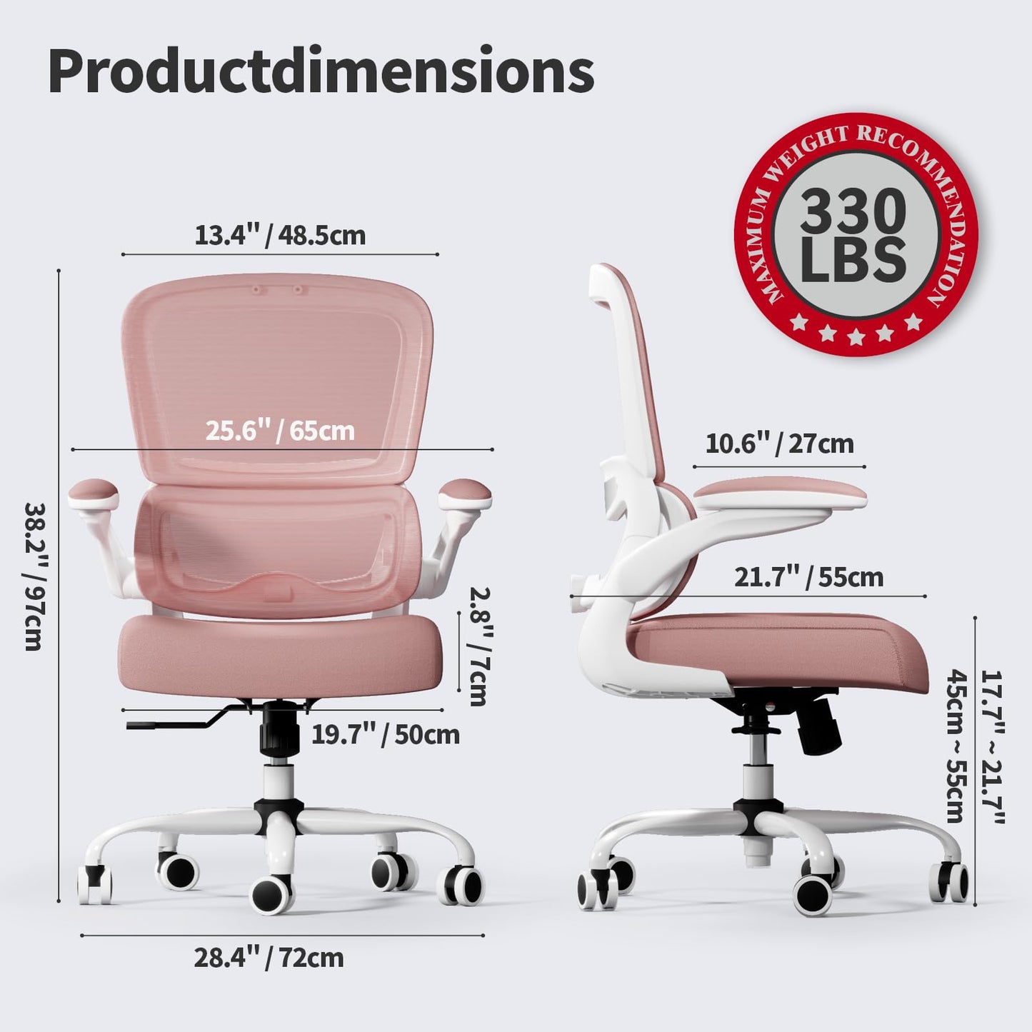 White Ergonomic Office Chair – Mesh Desk Chair with Adjustable Lumbar Support, Comfortable Executive