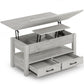 Lift Top Coffee Table – Convertible Espresso Table with Drawers & Hidden Storage,
