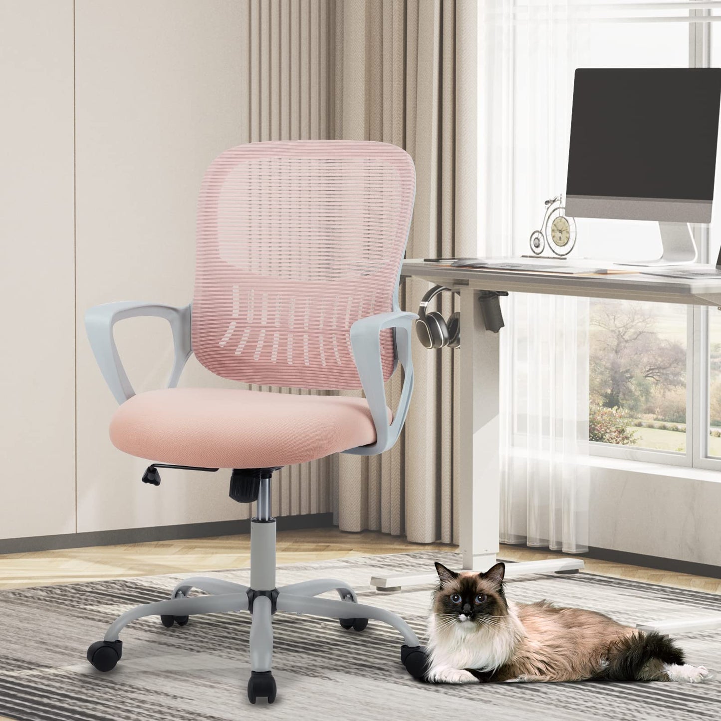 Ergonomic Home Office Chair – Mid-Back Mesh Computer Desk Chair with Lumbar Support