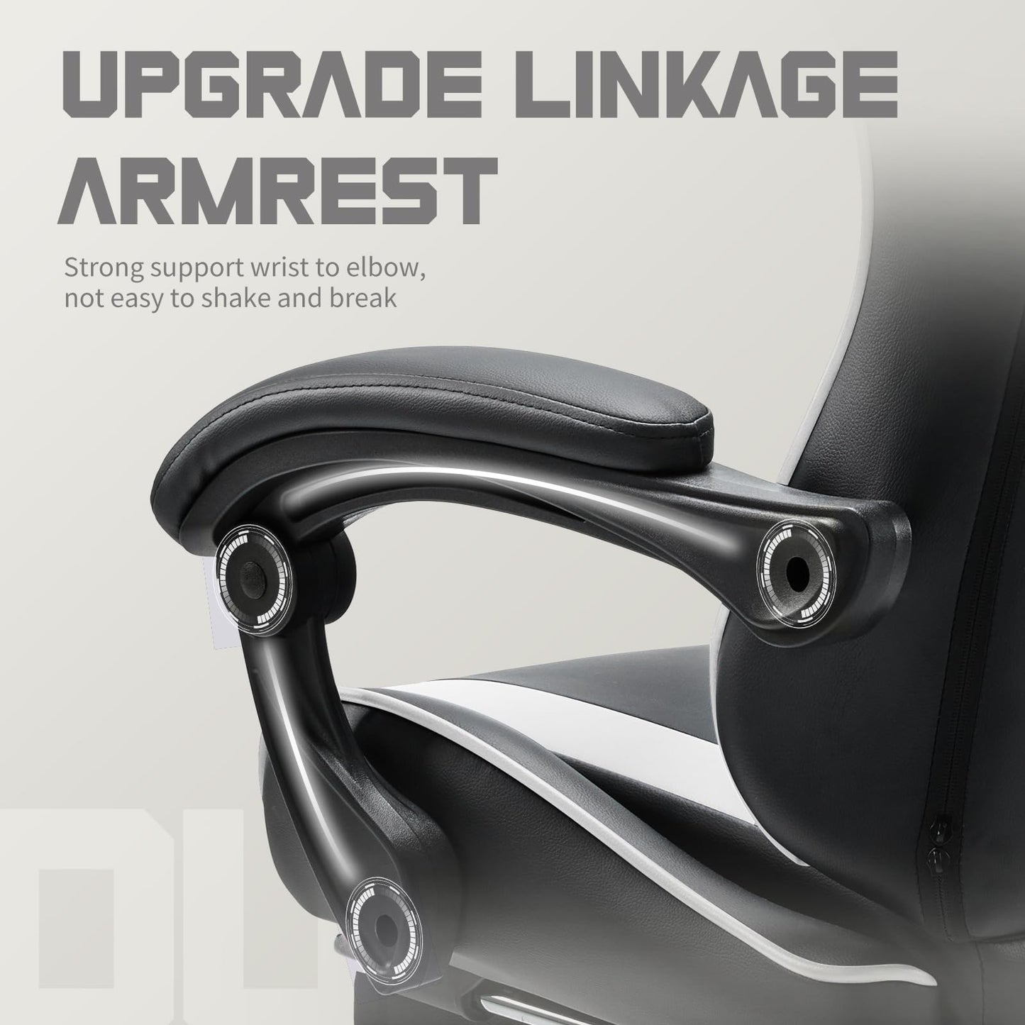 White Pink Gaming Chair with Footrest & Headrest, PU Leather Reclining Office Chair