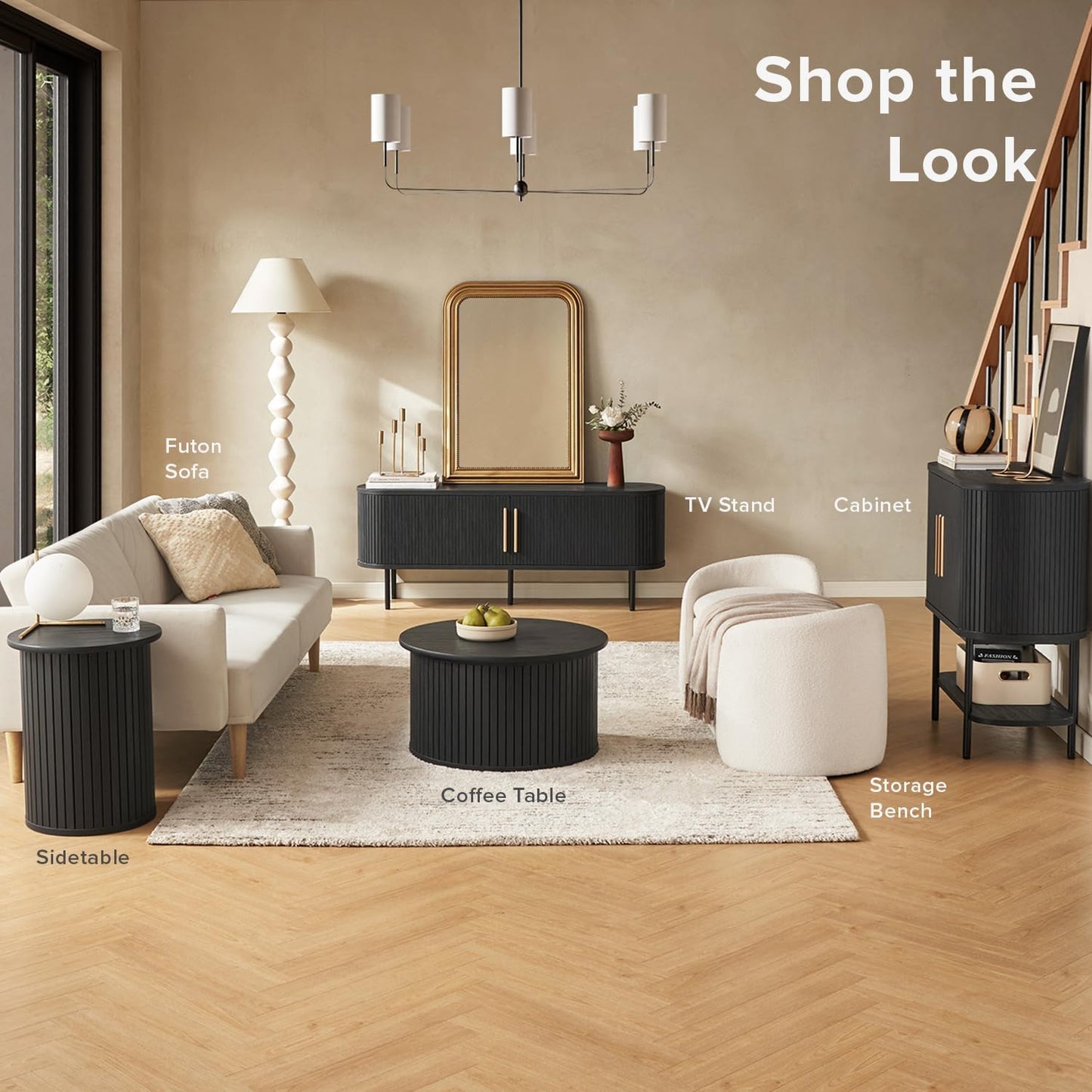 Mid-Century Modern TV Stand – 59" Walnut Entertainment Center for 55–65 Inch TVs,