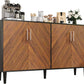 58" Coffee Bar Cabinet with Storage, Buffet Cabinet with 4 Large Doors, Storage Cabine