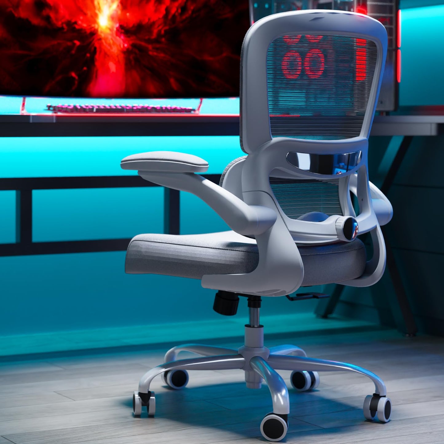 White Ergonomic Office Chair – Mesh Desk Chair with Adjustable Lumbar Support, Comfortable Executive