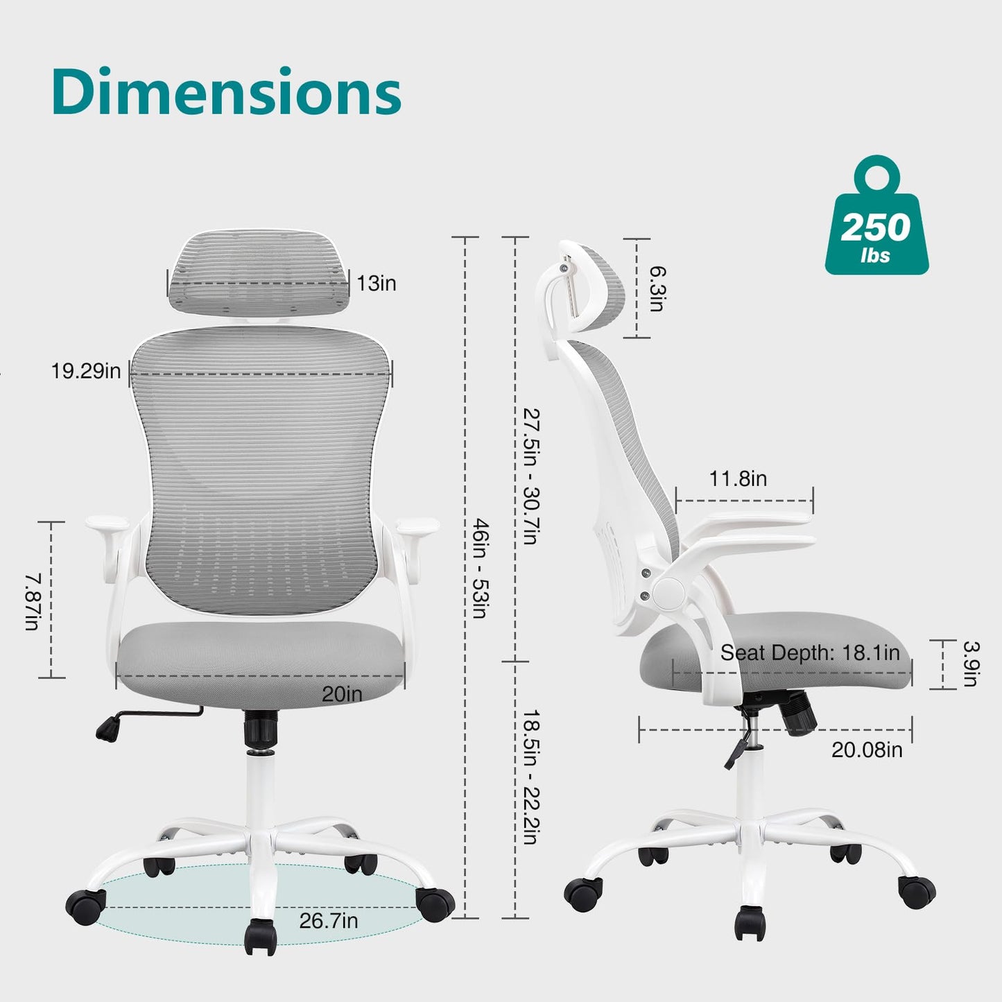 Ergonomic Home Office Chair – Mid-Back Mesh Computer Desk Chair with Lumbar Support