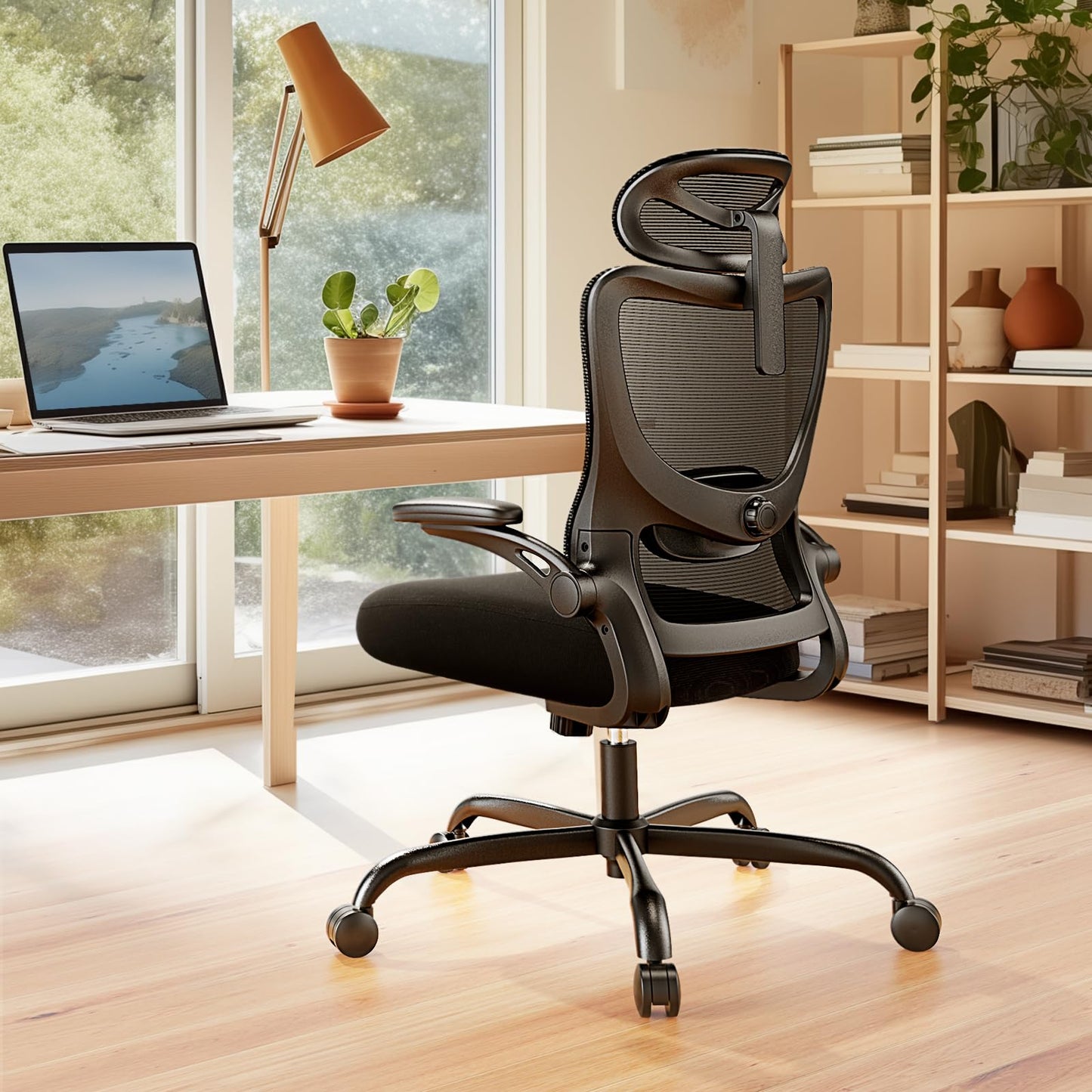 Ergonomic Office Chair with Mesh Back, Adjustable Lumbar Support, 3D Armrests & Headrest,