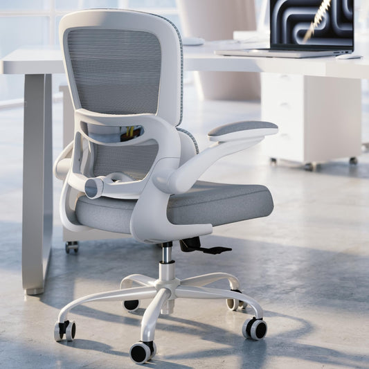 White Ergonomic Office Chair – Mesh Desk Chair with Adjustable Lumbar Support, Comfortable Executive