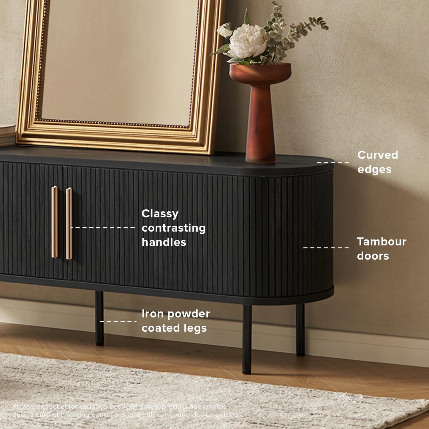 Mid-Century Modern TV Stand – 59" Walnut Entertainment Center for 55–65 Inch TVs,