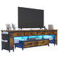 63" Rustic Brown LED TV Stand for 65–75 Inch TVs – Entertainment Center with Power Outlets,