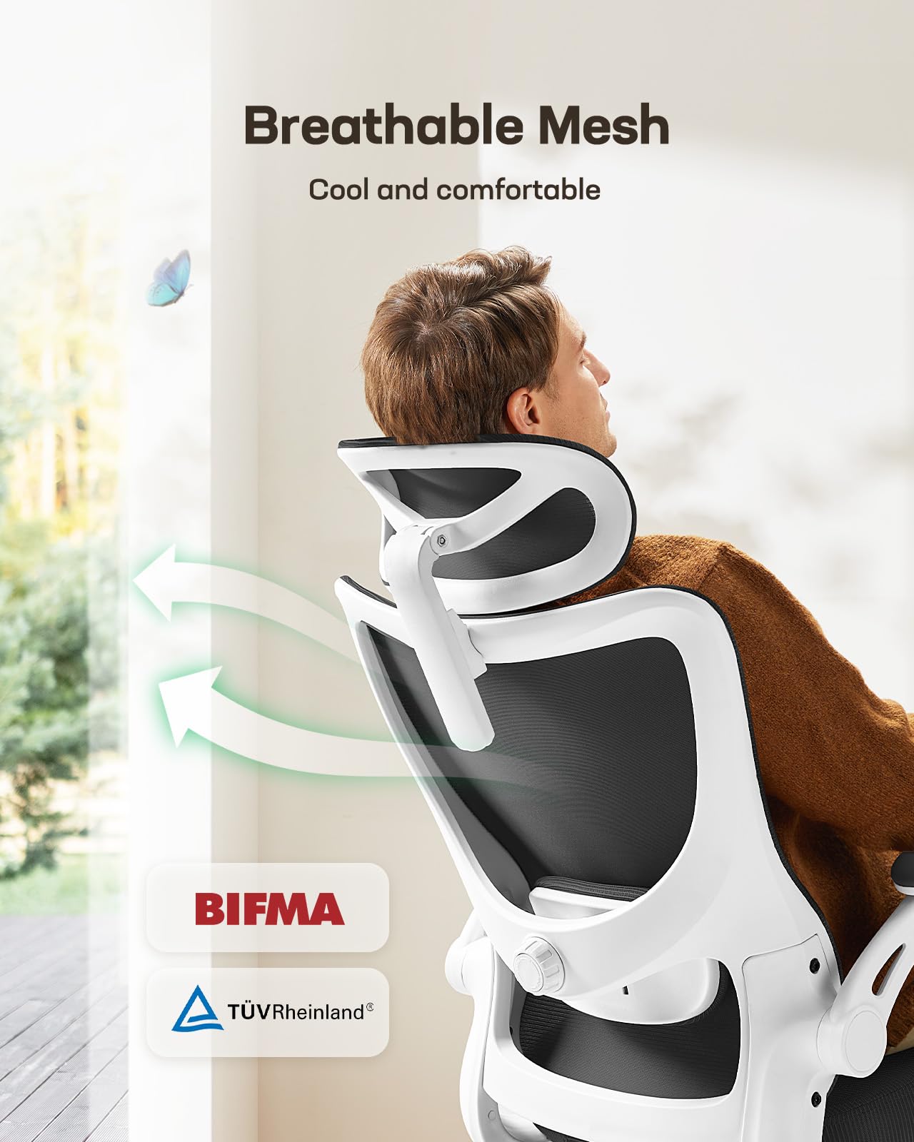 Ergonomic Office Chair with Mesh Back, Adjustable Lumbar Support, 3D Armrests & Headrest,