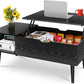 Wood Lift Top Coffee Table with Hidden Compartment and Large Storage Shelf,