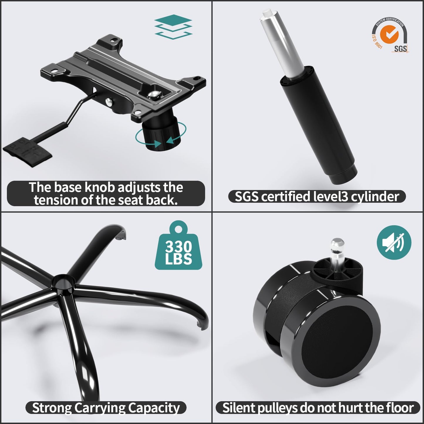 White Ergonomic Office Chair – Mesh Desk Chair with Adjustable Lumbar Support, Comfortable Executive