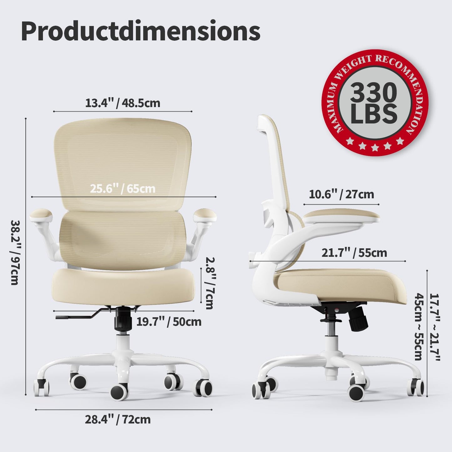 White Ergonomic Office Chair – Mesh Desk Chair with Adjustable Lumbar Support, Comfortable Executive