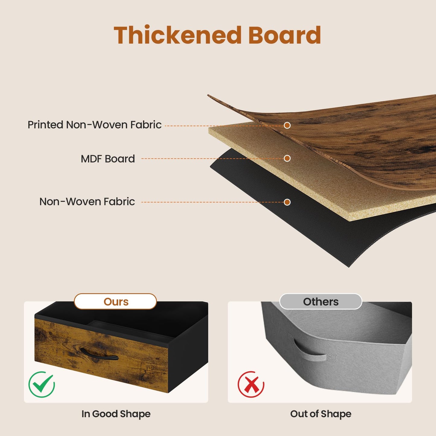 63" Rustic Brown LED TV Stand for 65–75 Inch TVs – Entertainment Center with Power Outlets,