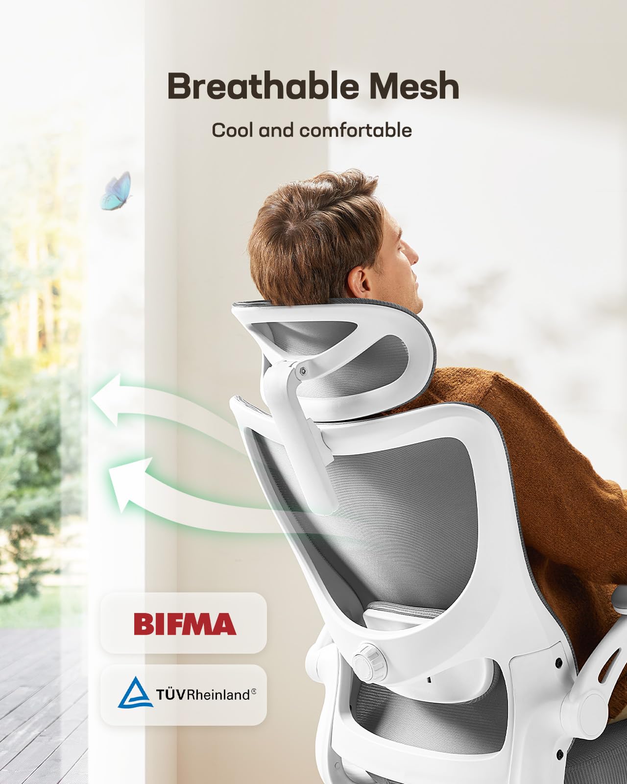 Ergonomic Office Chair with Mesh Back, Adjustable Lumbar Support, 3D Armrests & Headrest,