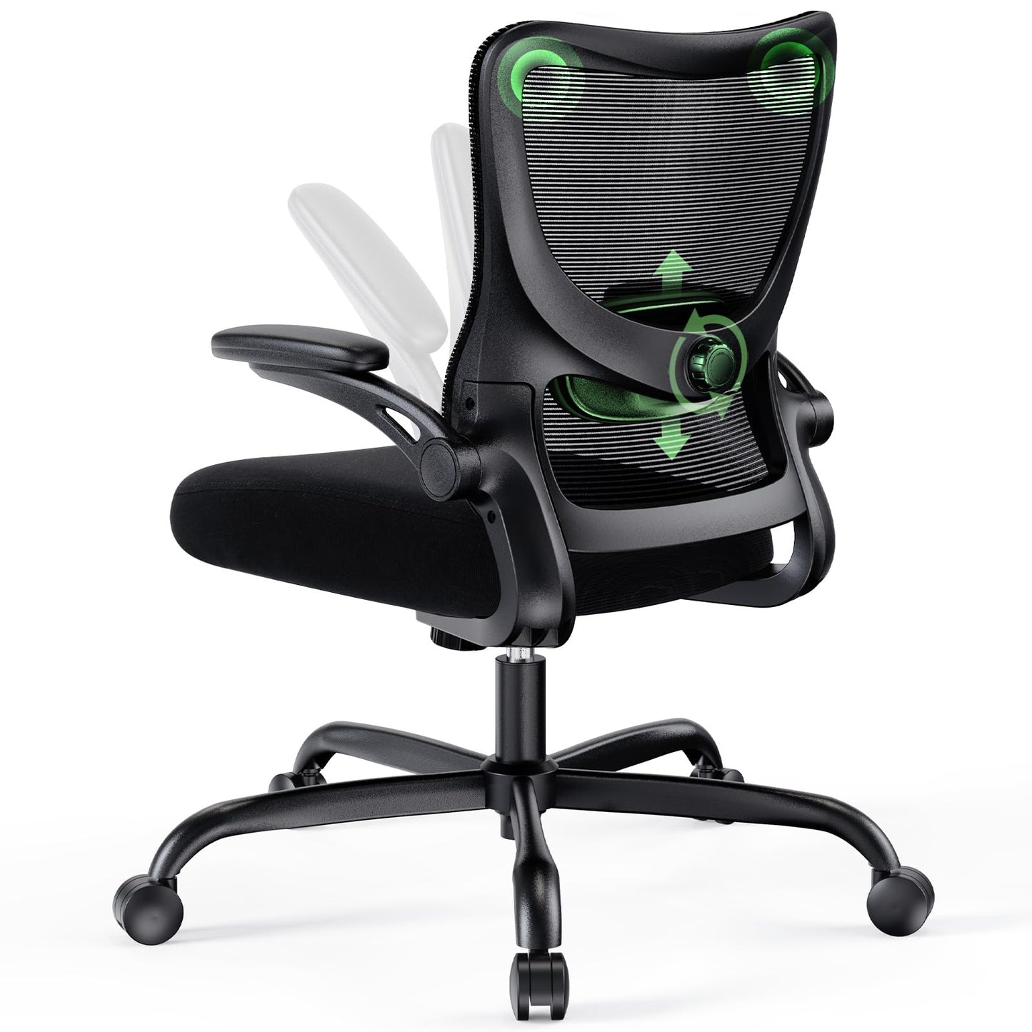 Ergonomic Office Chair with Mesh Back, Adjustable Lumbar Support, 3D Armrests & Headrest,