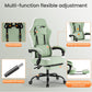 White Pink Gaming Chair with Footrest & Headrest, PU Leather Reclining Office Chair