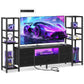 Black TV Stand with LED Lights & Power Outlets, 5 Drawer Entertainment Center for 40–50 Inch TVs
